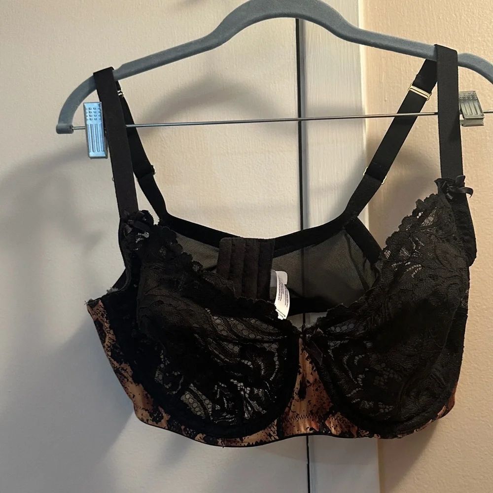 Cacique Black and Brown Lace Bra
